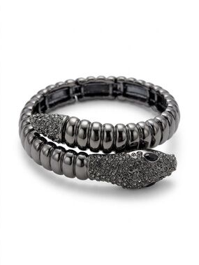 Gunmetal Snake Head Coil Bracelet - Women